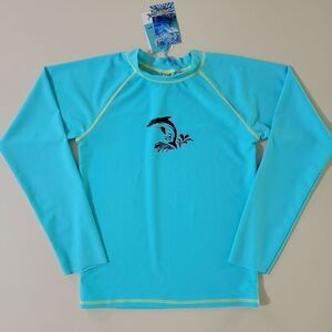 Heat Girl's Aqua Long Sleeve Rashguard Swim Shirt